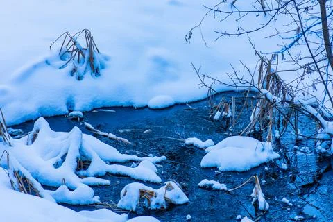 High angle view snow background. Winter landscape with snow. Stock Photos