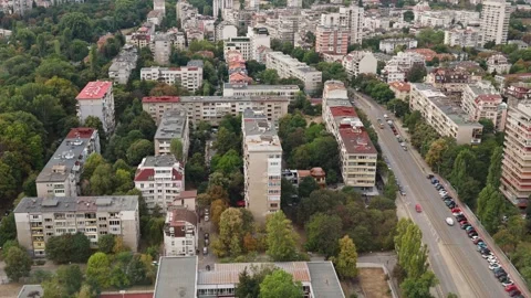 High Angle View of Sofia Residential District and Panel Buildings Bulgaria Stock Footage 347487293