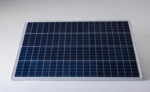 High angle view of solar panel isolated against white background, copy space Foto stock
