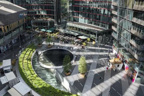 High angle view on the Sony Center at Potsdamer Platz. Stock Photos