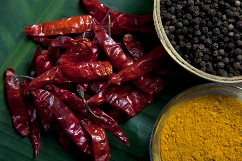 High angle view of spices Foto stock