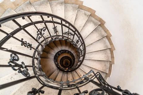 High angle view of spiral staircase Stock Photos