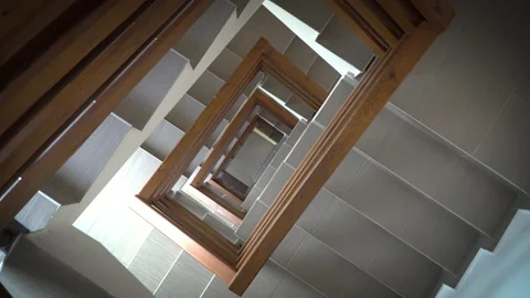 High Angle View Of Spiral Stairs in Hotel Building Stock-Footage 231267058