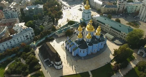 High Angle View Of The St. Michael's Golden-Domed Monastery Stock Footage 95338607