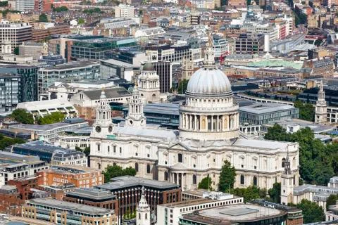 High angle view of st. paul's cathedral in london Stock Photos