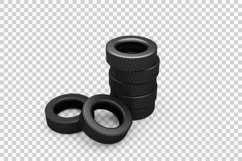 High angle view of stack of black tyre 스톡 사진