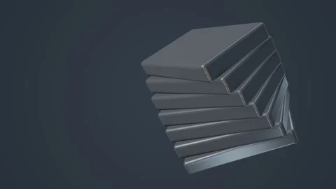 A high angle view of a stack of dark gray square flat shapes layered neatly.. Stock Footage 347465135