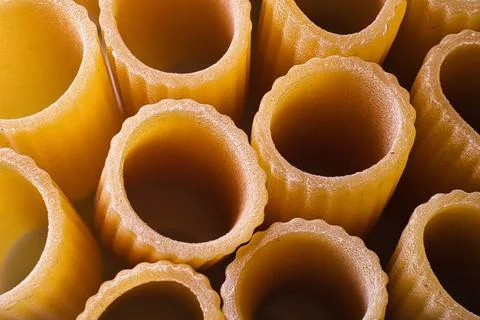 High angle view of standing macaroni pasta Foto stock