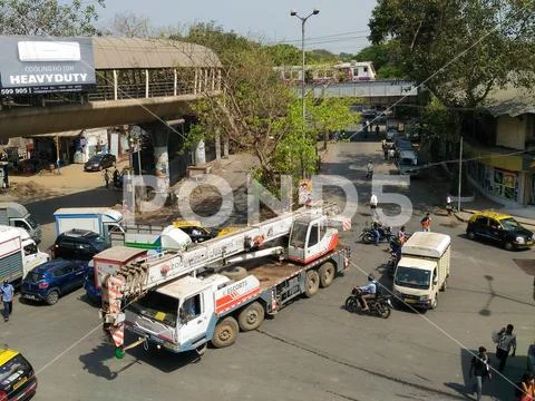 High angle View, street Road traffic congestion, Mumbai city Maharashtra India Stock Photos