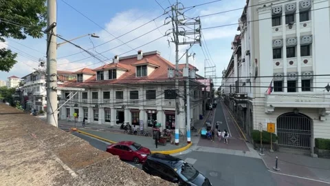 High angle view of street traffic and vehicles in Intramuros Manila 4K Vídeos de archivo 337457657