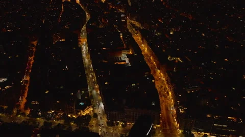 High angle view of streets lit by street... | Stock Video | Pond5