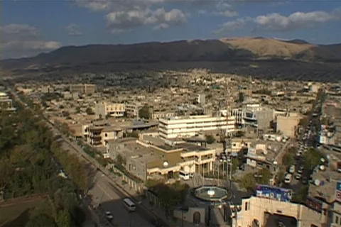 High angle view of Sulimaniyah skyline and mountains. Stock Footage 86753592
