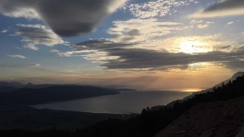 High Angle View of Sunset Sun Rays Over Water. Stock Footage 101632538