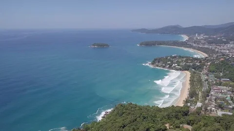 High angle view, Three bay view point, Kata beach, Karon beach, Phuket, Thailand Stock-Footage 102412590
