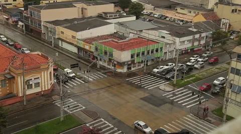 A high angle view in time-lapse of Curitiba City under the rain. Stock Footage 54263451