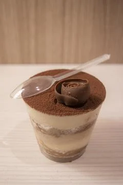High angle view of tiramisu on the table Foto stock