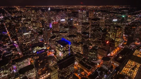 High angle view of Toronto downtown time lapse at night Stockbeeldmateriaal 119135013
