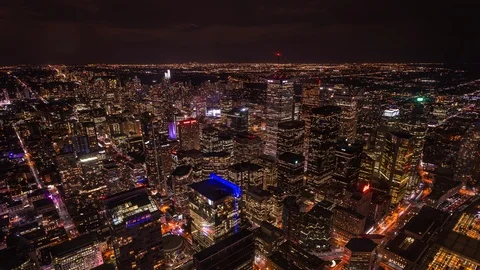 High angle view of Toronto downtown time lapse at night Stockbeeldmateriaal 119135014