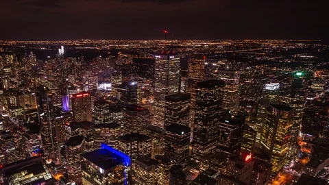 High angle view of Toronto downtown time lapse at night Vídeo Stock 119135027