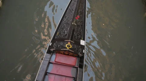 High angle view of tourists sitting on a gondola and visiting Venice Stock Footage 58967627