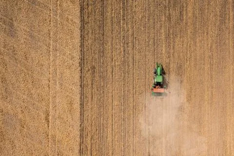 High angle view of a tractor on the field Stock Photos