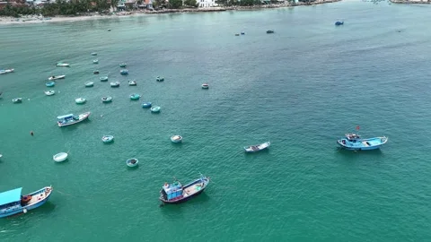 High Angle View of Traditional Basket Boats Scattered on Calm Sea 動画素材 337012702