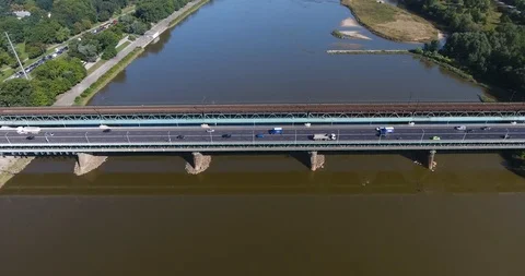 High Angle View Of Traffic Bridge Over River Stock-Footage 93344965