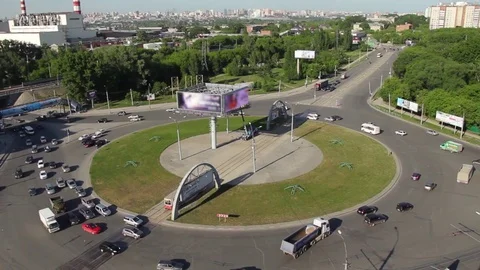 High angle view of a traffic circle, roundabout Stock Footage 76408512
