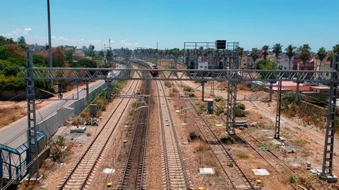 High angle view of a train Passing - Morocco Stock Footage 114191015