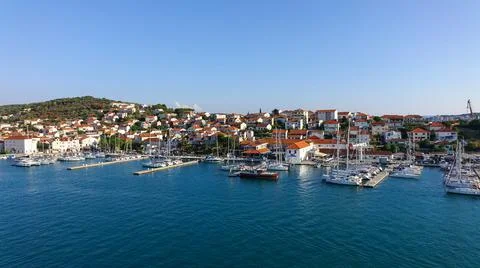 High-angle view of Trogir Harbor Foto stock