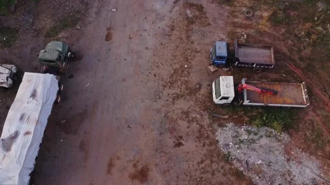 High angle view of trucks on a work yard in Abuja, Nigeria Stock-Footage 328962587