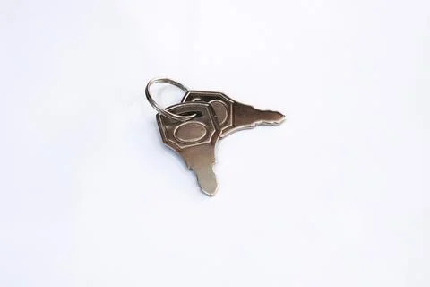 High angle view of two metallic keys on a key ring Stock Photos