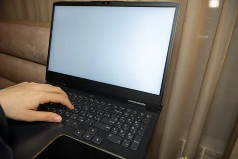 High angle view of typing on laptop. Stock Photos