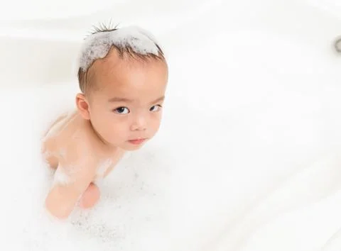 High angle view of unhappy calm little boy son Stockfoto's