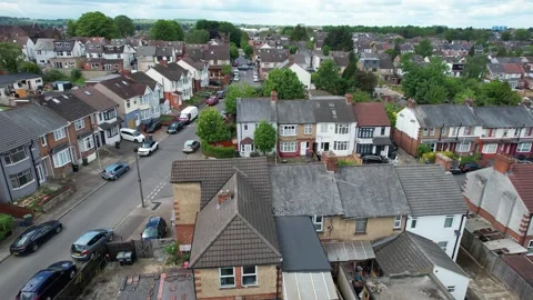 High Angle View of Urban Luton City Homes of England UK Stock-Footage 335025742