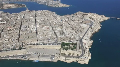 High angle view of Valletta City. Malta. DJI-0354-04 Stock Footage 104504580
