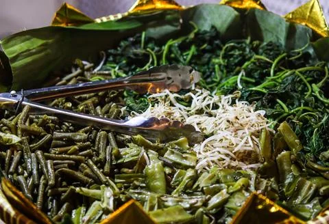 High Angle View of Various Boiled Vegetables Arranged on Platter Served for.. Stock Photos