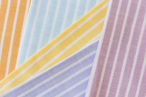 High angle view various multi colored stripes pattern textile Stock Photos