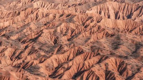 High angle view of a vast red canyon with dramatic eroded sandstone patterns. Stock Photos