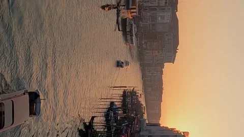 High angle view of Venice channel at dusk vertical format 스톡 동영상 276673432