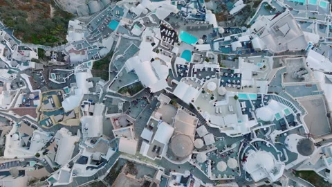 High angle view of villas in Oia, Santorini, Greece Stock Footage 220202667
