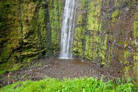 High angle view of the Waimoku Falls in Maui, Hawaii. Stock Photos