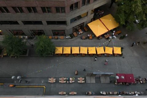 High angle view of walkway off of Potsdamer Platz, Berlin, Germany 스톡 사진