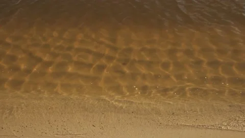 High angle view of water ripples and waves at the shoreline with caustics Stock Footage 161153192