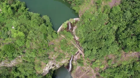 High angle view of waterfall in forest Stock Footage 283623435
