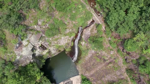 High angle view of waterfall in forest Stock Footage 283623505