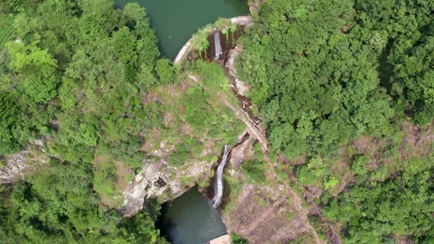 High angle view of waterfall in forest Stock Footage 283654460
