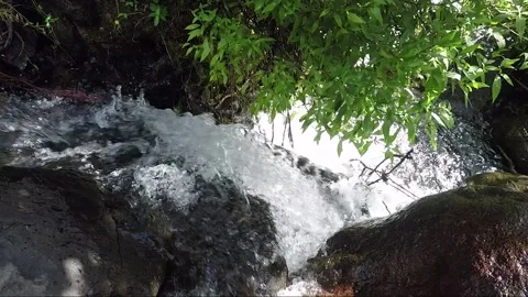 High Angle View Of the Waterfall, Rapid Of a Mountain River, Banaue, Philippines Stock Footage 235923318