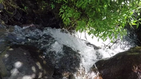 High Angle View Of the Waterfall, Rapid Of a Mountain River, Banaue, Philippines Stock Footage 235923450