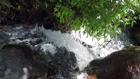 High Angle View Of the Waterfall, Rapid Of a Mountain River, Banaue, Philippines Stock Footage 235923452
